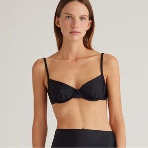 NWT QUINCE Italian Demi Bikini Top Black Medium